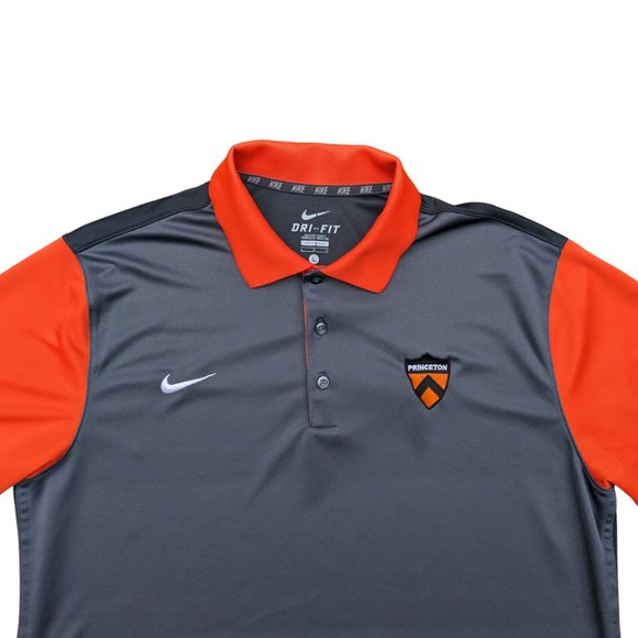 Princeton University Nike Men's Dri-Fit Gray Orange Polo Sz Large EUC - Picture 5 of 7